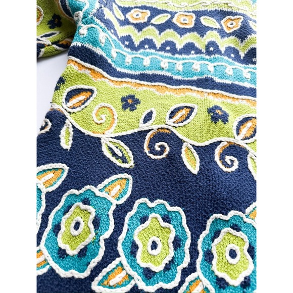 Vintage Hanna Andersson Zip Up Sweater Jacket Floral Print Blue Green Orange 110 - Picture 6 of 6